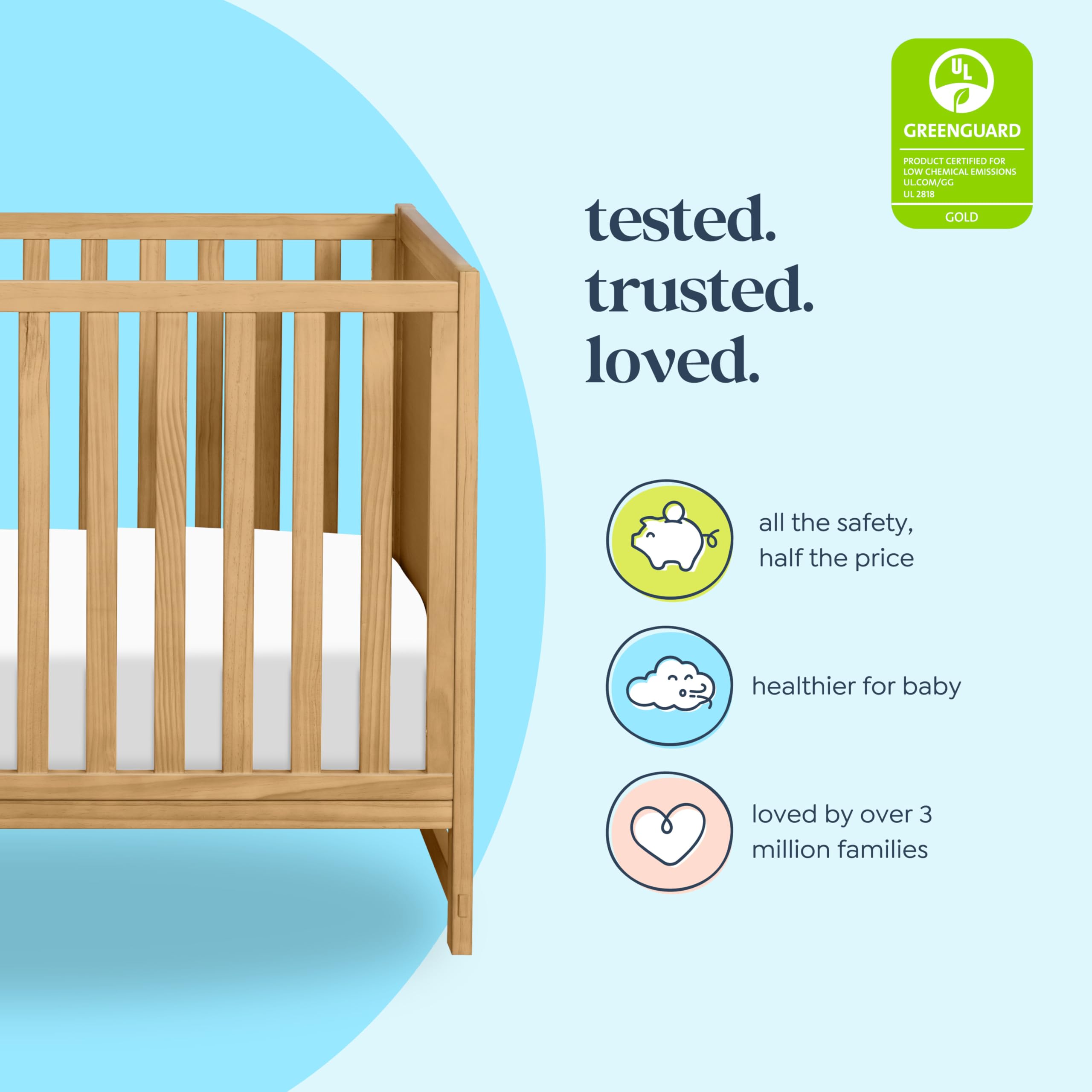 Davinci Margot 3-in-1 Convertible Crib in Honey GREENGUARD Gold Certified