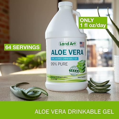 Miniatura 8 de Land Art Pure Aloe Vera Gel Bebible Sin Sabor 64 fl oz + Clorofila Líquida Sabor Menta 16 fl oz