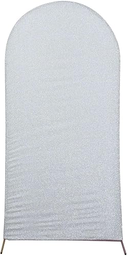 Miniatura 6 de Efavormart - Cubierta de marco de fondo de elastano plateado brillante de 6 pies, cubierta de arco de boda metálica brillante de 2 lados