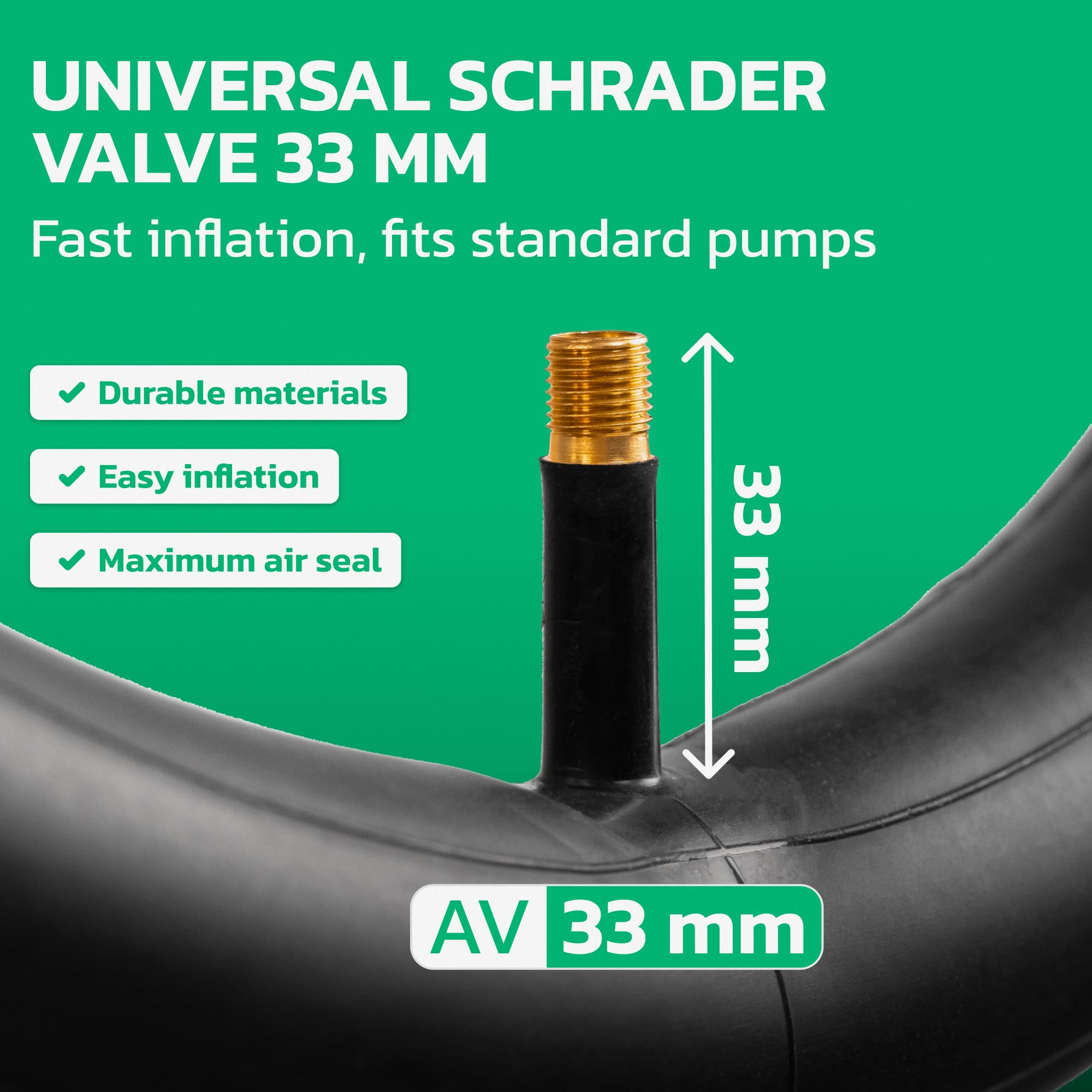 MOOVMOOV Camera d’Aria 16 Pollici - Compatibile con Pneumatici 16x1.75, 16x1.85, 16x1.90 e 16x1.95 (ETRTO 47-305 a 53-305) - Valvola Schrader - Confezione da 2 - Bici e Altri Usi