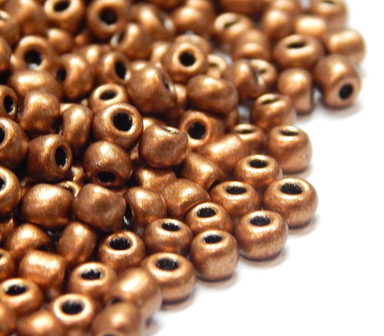 Perlin Glass Seed Beads 4 mm Metallic Colour Set, 6/0, Pony Beads, Clear Mini Round Metallic Seed Beads, 1100 Pieces (Matt Brown) - Image 3