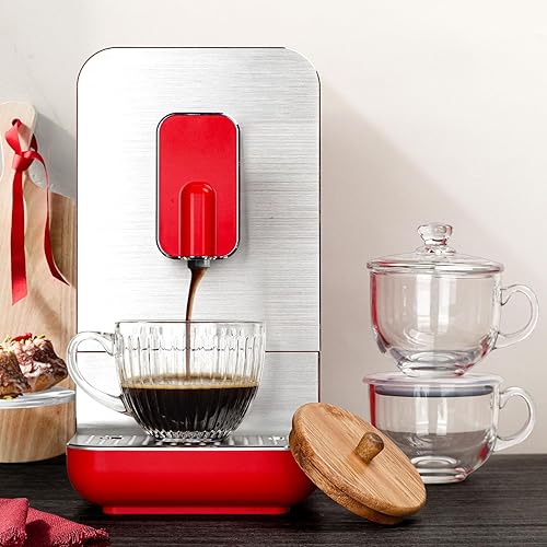 Miniatura 7 de Artena Tazas de café de vidrio de 15 onzas, tazas de café, tazas de té transparentes acanaladas, vasos de café helado, bonitos accesorios de barra