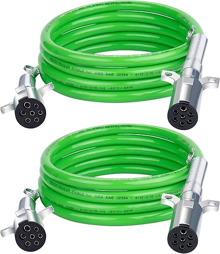 Miniatura 8 de CheeMuii Cable de remolque en espiral de 7 vías, 15 pies, cola larga, ABS, cable de alimentación eléctrica, freno de aire, cable eléctrico en