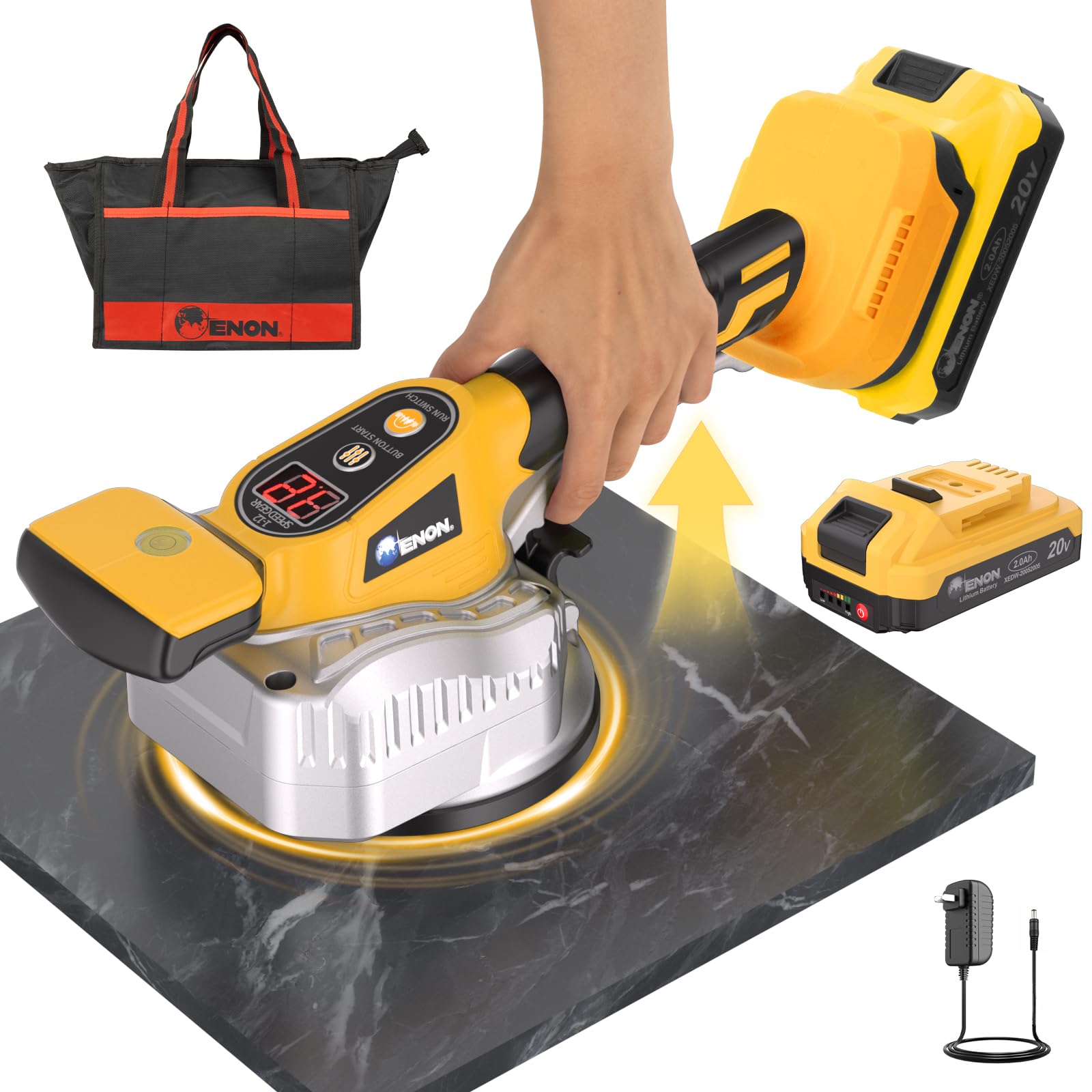 Strumento vibrante per piastrelle senza fili per batteria DeWalt da 20 V, strumento elettrico per piastrelle da 150 W con vibrazione regolabile a 12 velocità, display digitale e ventosa per