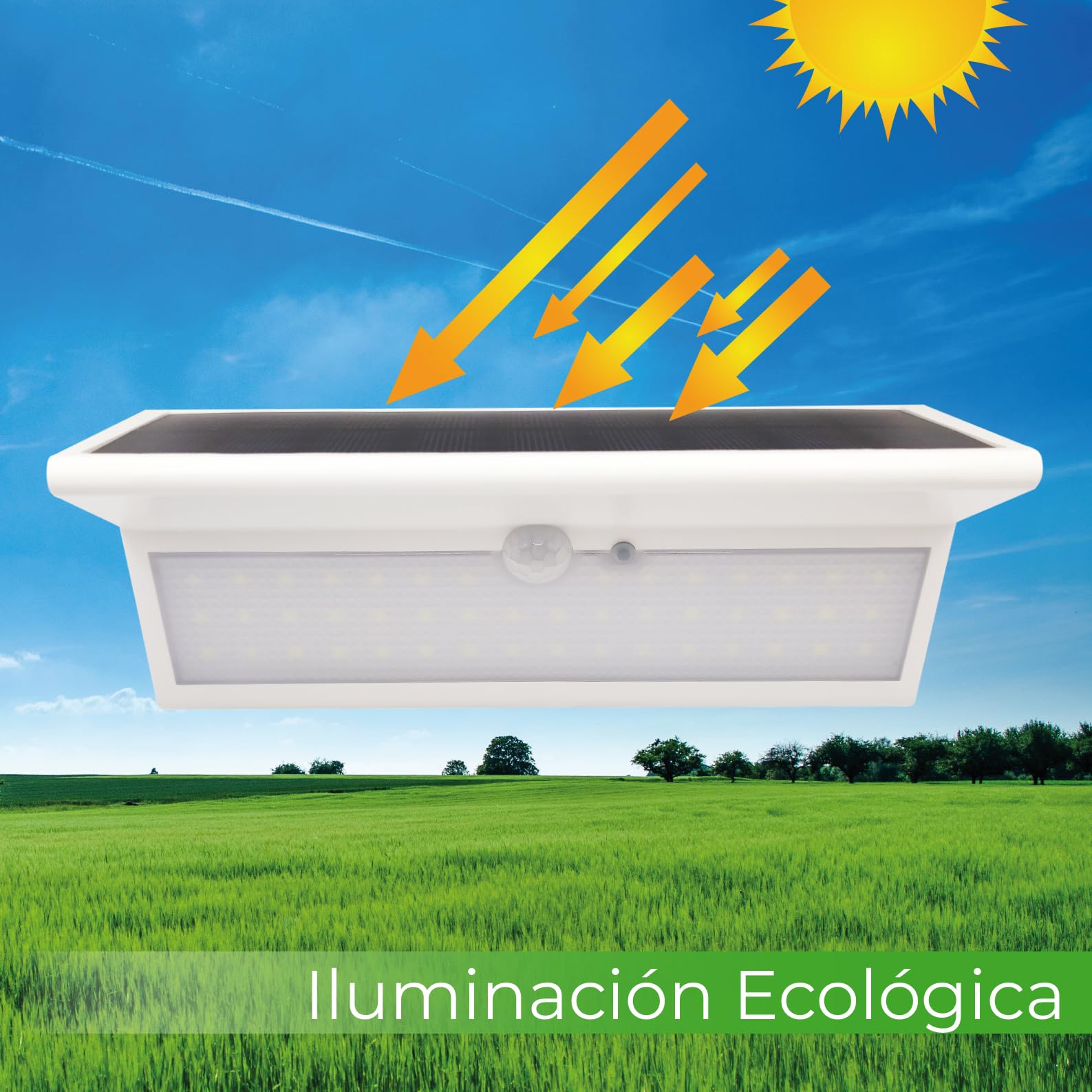 LED ATOMANT 4x Aplique LED Solar 46 LEDs IP65 800lm 4 Modos con Sensor | Luz de seguridad, 4 modos de iluminacion
