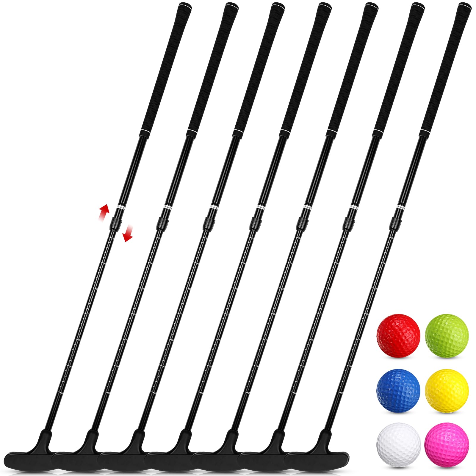 Wettarn 6 Set Golf Putters for Men and Women Two Way Mini Golf Putter with 6 Golf Balls Kids Putter Bulk for Right or Left Handed Golfers Adjustable Length Golf Clubs Set
