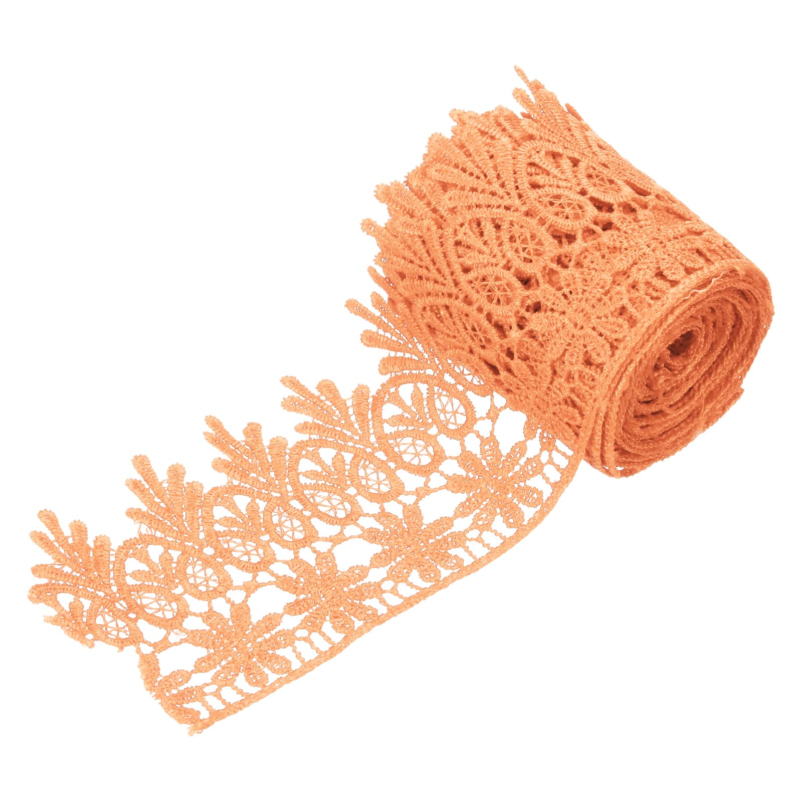 sourcing map 3 Inch Wide 3 Yard Lace Ribbon Floral Pattern Deep Pink Embroidered Edge Lace Trim Ribbons for Sewing Making, DIY Crafts, Gift Wrapping, Wedding Decor — image 1