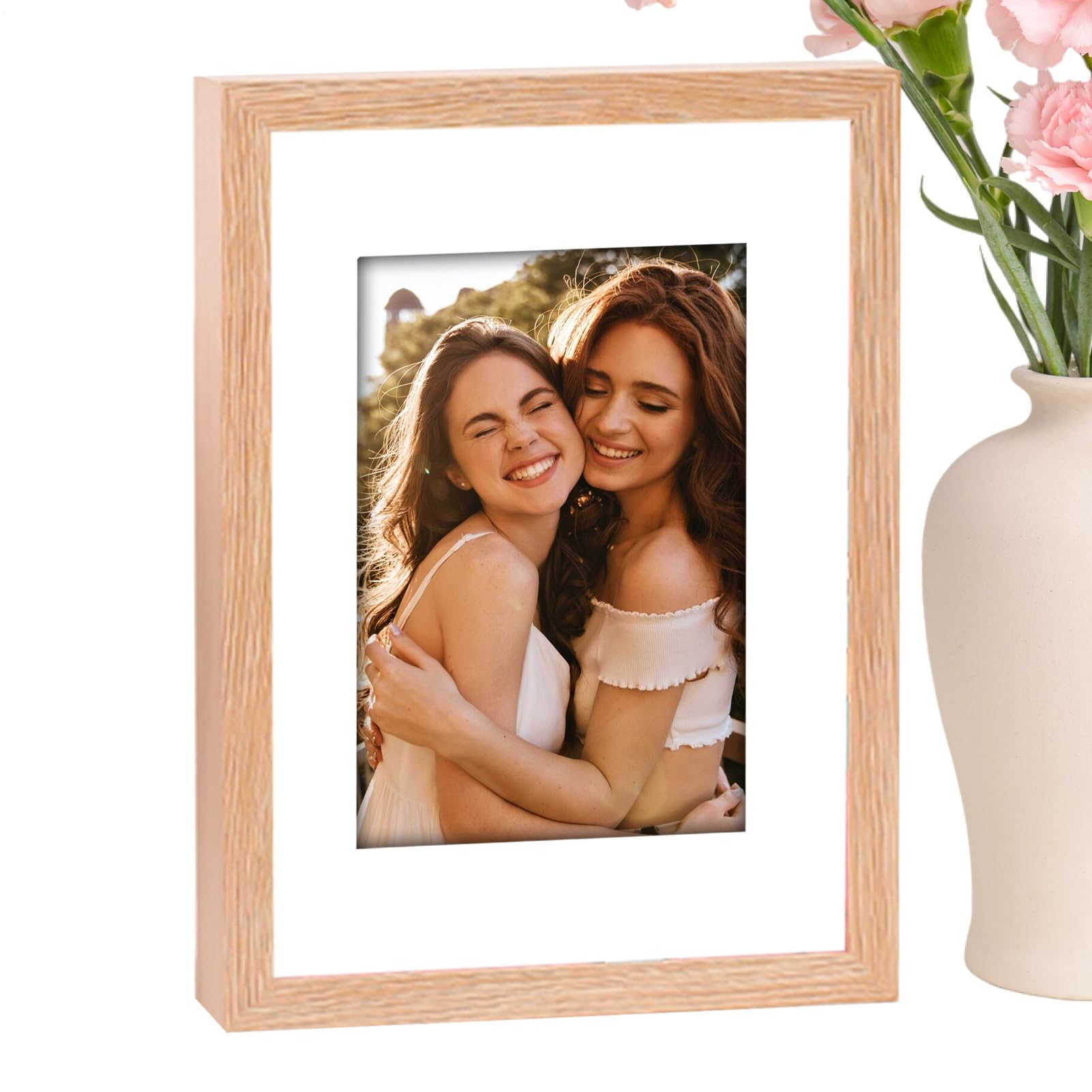 Cadre photo avec rangement et support d'exposition changeable pour bureau 18 cm