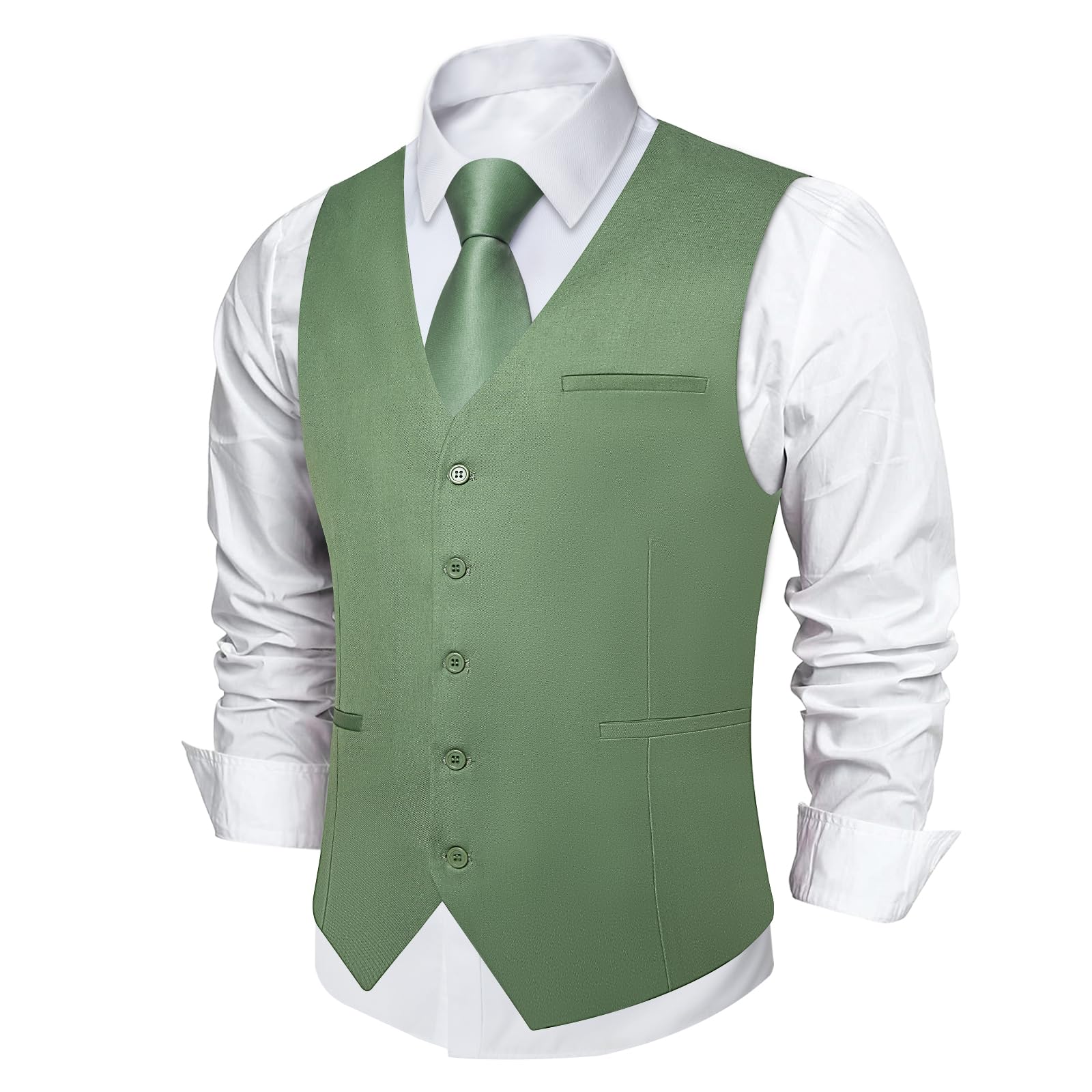 DiBanGu Men's Suit Vest Business Dress Waistcoat with 2 Pockets V-Neck Tuxedo Vests for Formal Wedding