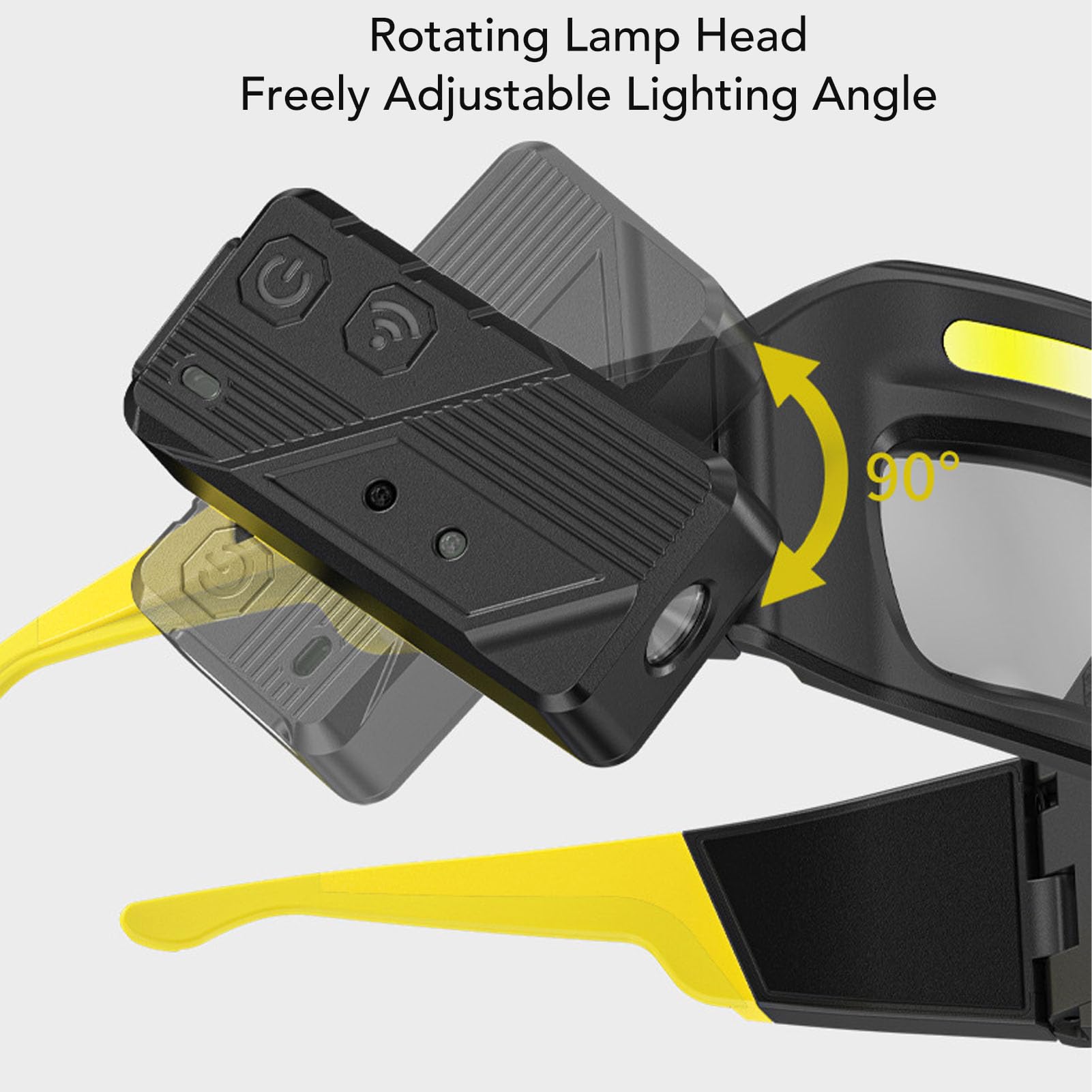 Linterna Frontal para Gafas, LED COB 1000LM, Resistente Al Agua, USB, Luz de Trabajo Portátil, Gafas Frontales con Sensor de Onda para Pesca Nocturna Al Aire, Ciclismo
