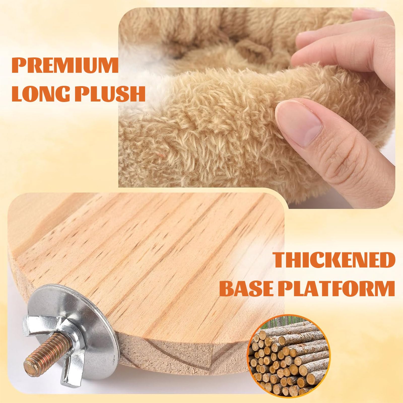 Nid d'oiseau de taille moyenne pour cage - Hamac en peluche amovible - Perchoir chaud pour l'hiver - Plateforme pour perruches, calopsittes, conures, hamster