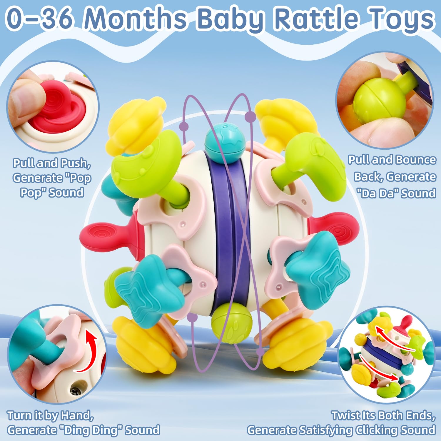 Dentizione Giocattoli Morbidi Adeokay Giochi Neonato 0-3-6-9 Mesi