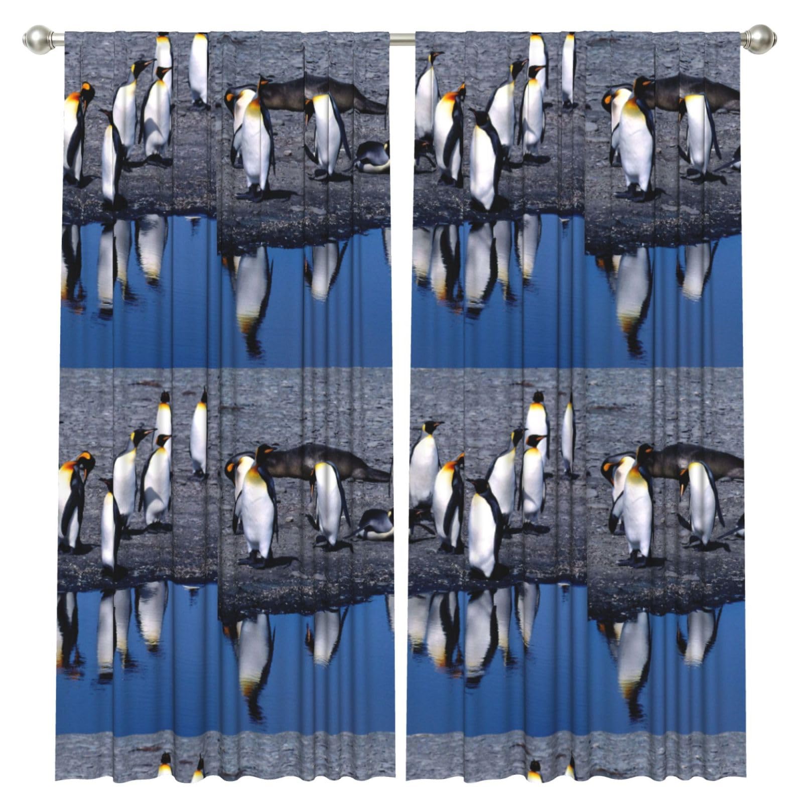 InOmak Penguin, 2 Panels Window Curtains 52 x 84 Inch Blackout Curtains for Living Room Bedroom