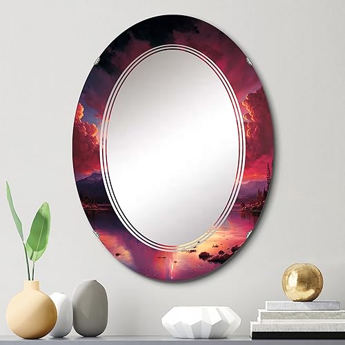 Miniatura 2 de Glorious - Espejo de tocador de baño magenta con iluminación en el lago, espejo de baño, espejos de pared para sala de estar, dormitorio, espejo