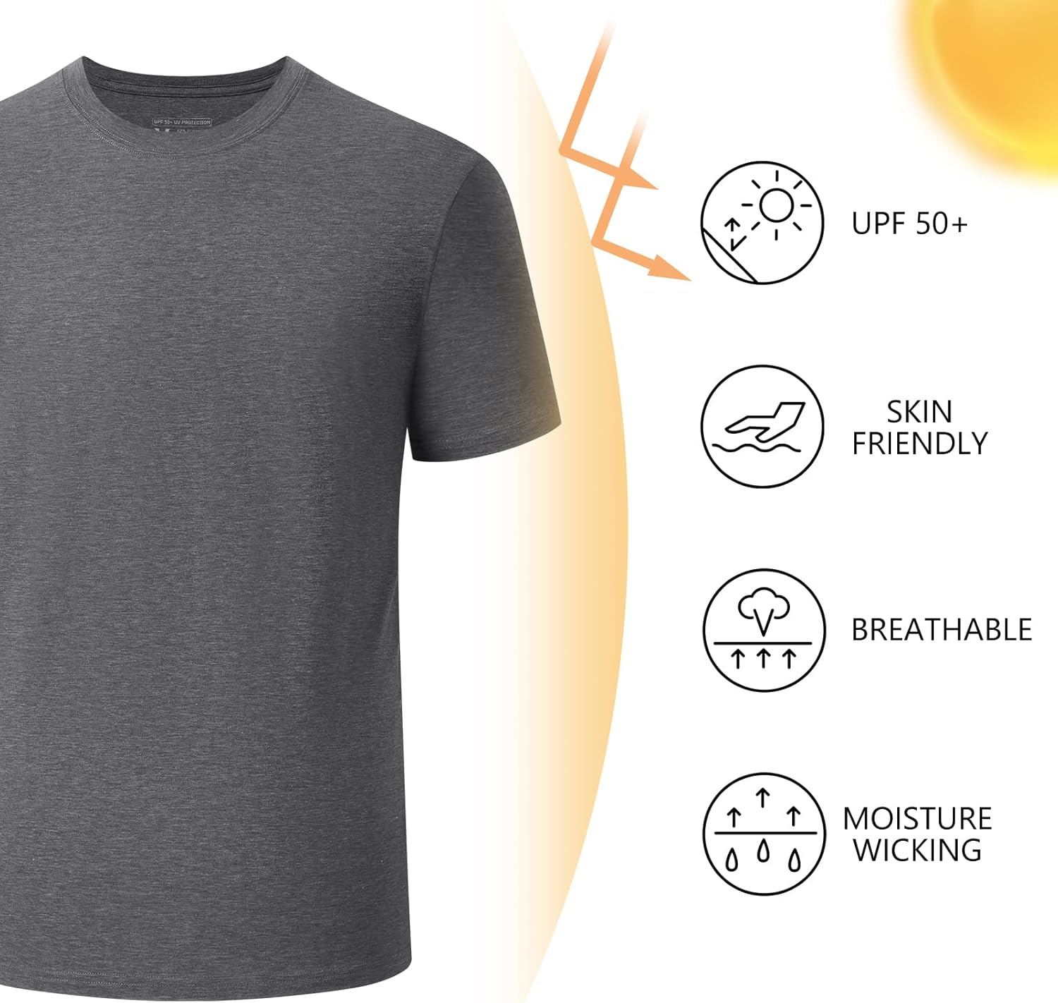 BASSDASH Men’s Ultra Soft Cotton Blend UPF 50+ Sun Protection T-Shirt Short Sleeve Lightweight Cooling Casual Basic Tee - Image 3