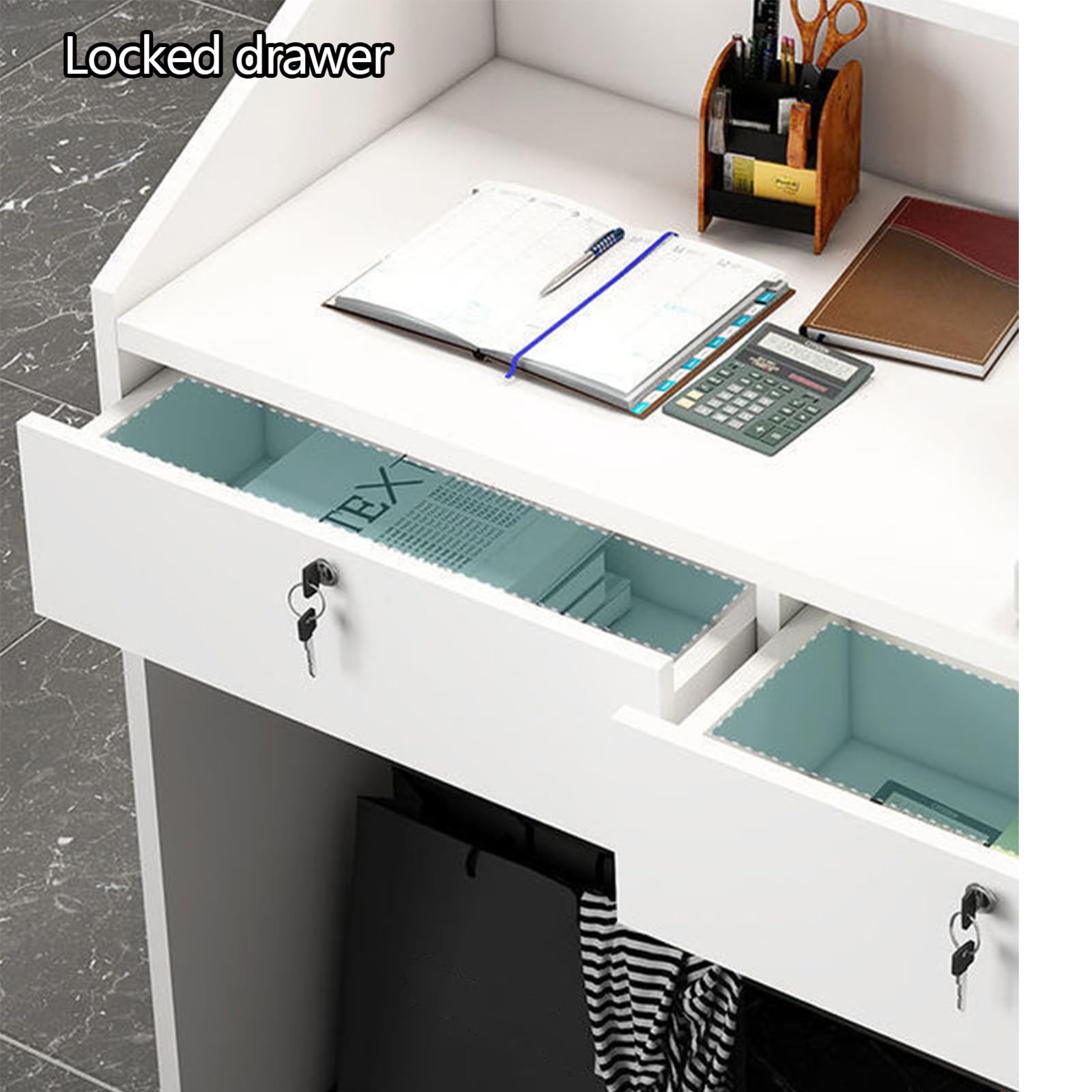 Rezeption Modern, Büroschreibtisch, Moderne Einzelhandelskasse mit Schubladen, Rezeptionstresen für Kassenbüro/Schönheit A,L80cm