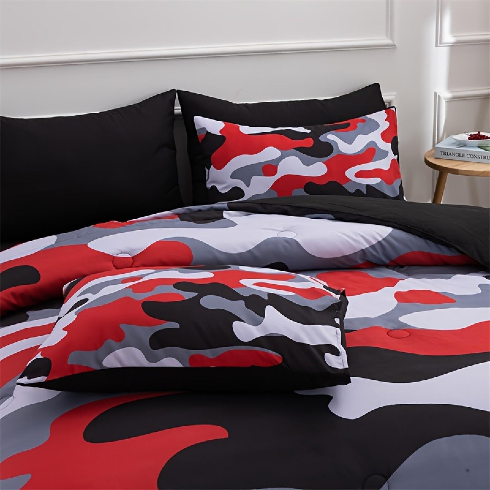 Parure de lit Camouflage et couvre-lit toutes saisons 180 x 220 cm pour lit deux personnes