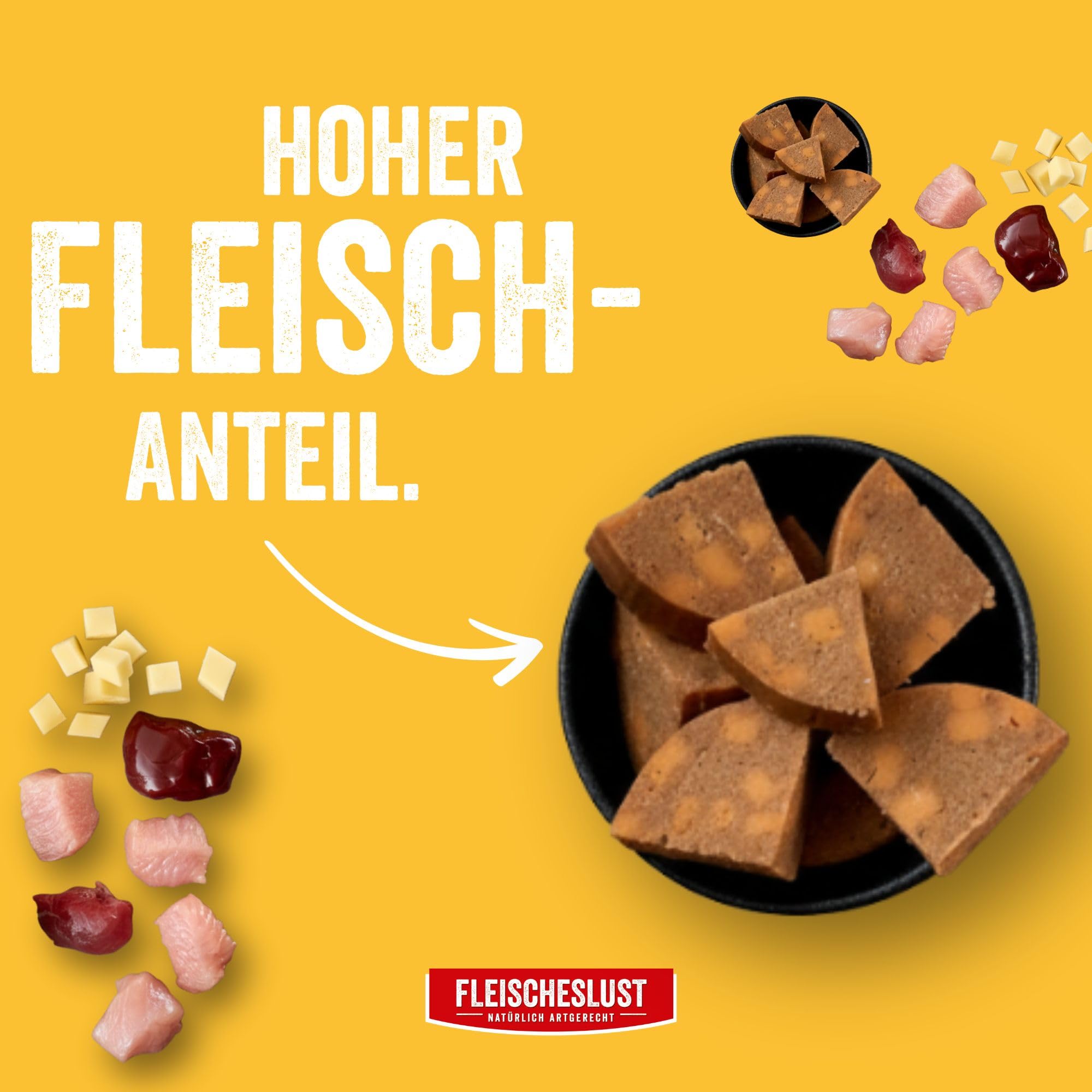 Fleischeslust Hundewurst, Meat&Treat Käsewurst (15x200g), schnittfeste Trainingswurst, Hundefutter für ausgewachsene Hunde