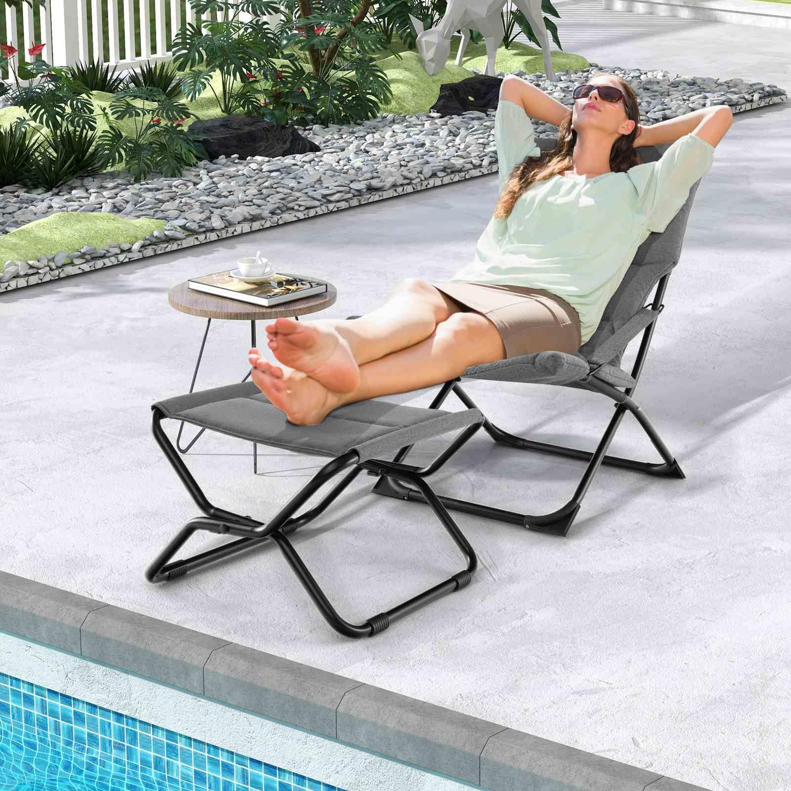 reclining sling chair with ottoman