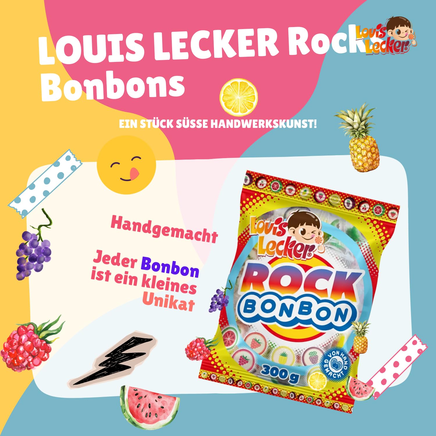 LOUIS LECKER Rocks Bonbons 20 x 300g Handgemachte Hartkaramellen