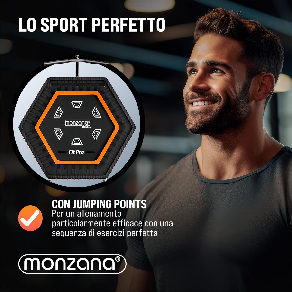 Monzana Trampolino Elastico Fitness per Interni Ø120cm Manubrio Regolabile Rimovibile Copertura Bordo Allenamento Casa