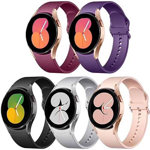 Lerobo 5 Pack Bands Compatible with Galaxy Watch 7 6 5 4 Band 40mm 44mm/ Galaxy Watch 6 4 Classic Band 43mm 47mm 46mm 42mm/Watch 5 pro 45mm,Active 2 Band, 20mm Band Soft Silicone Sport Band Women Men