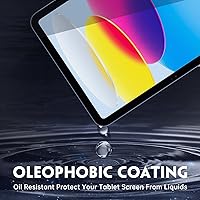 Vista 6 de Protector de pantalla para iPad de 10. generación (10.9 pulgadas, modelo 2022 A2696A2757A2777), película de vidrio templado sensible al tacto