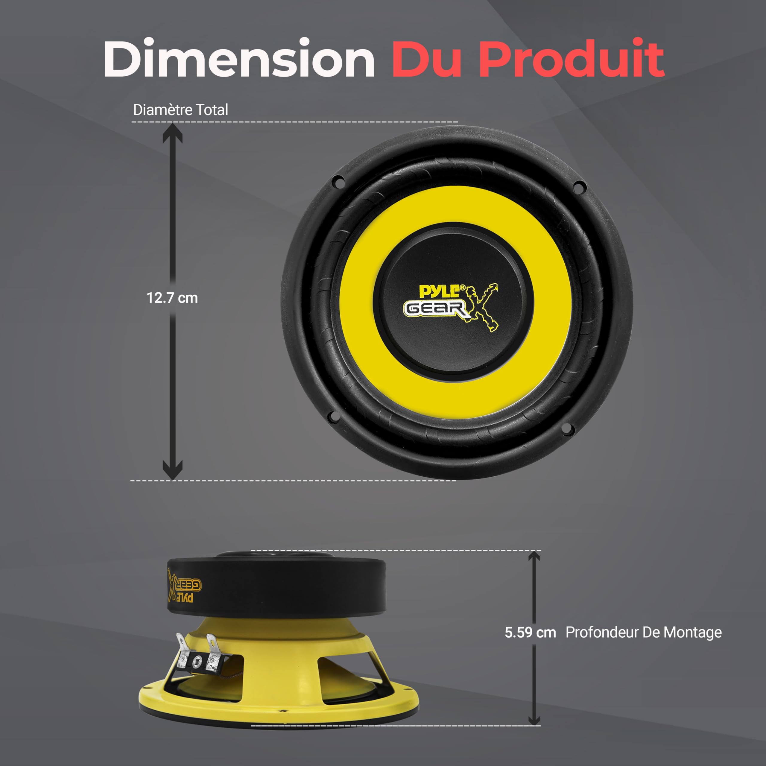 Pyle Subwoofer Voiture – 13 cm (5") – 200W – 4 Ohms – Aimant 850 g – Bobine Haute Température – Profondeur Montage 5,9 cm (2.32") – Basses Renforcées pour Système Audio Auto