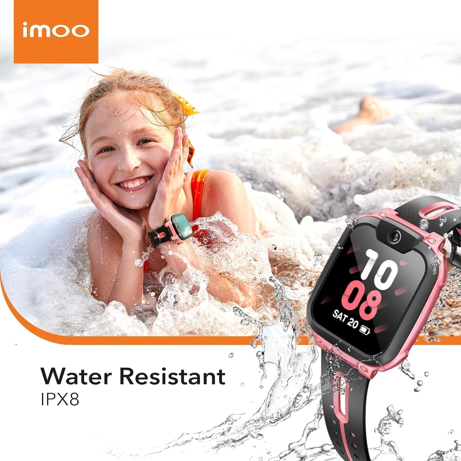imoo Z3 Watch Phone, 4G-Smartwatch Kinder mit HD-Videoanrufen, Smartwatch für Kinder mit GPS-Echtzeitortung, IPX8-Wasserbeständigkeit (Rojo)
