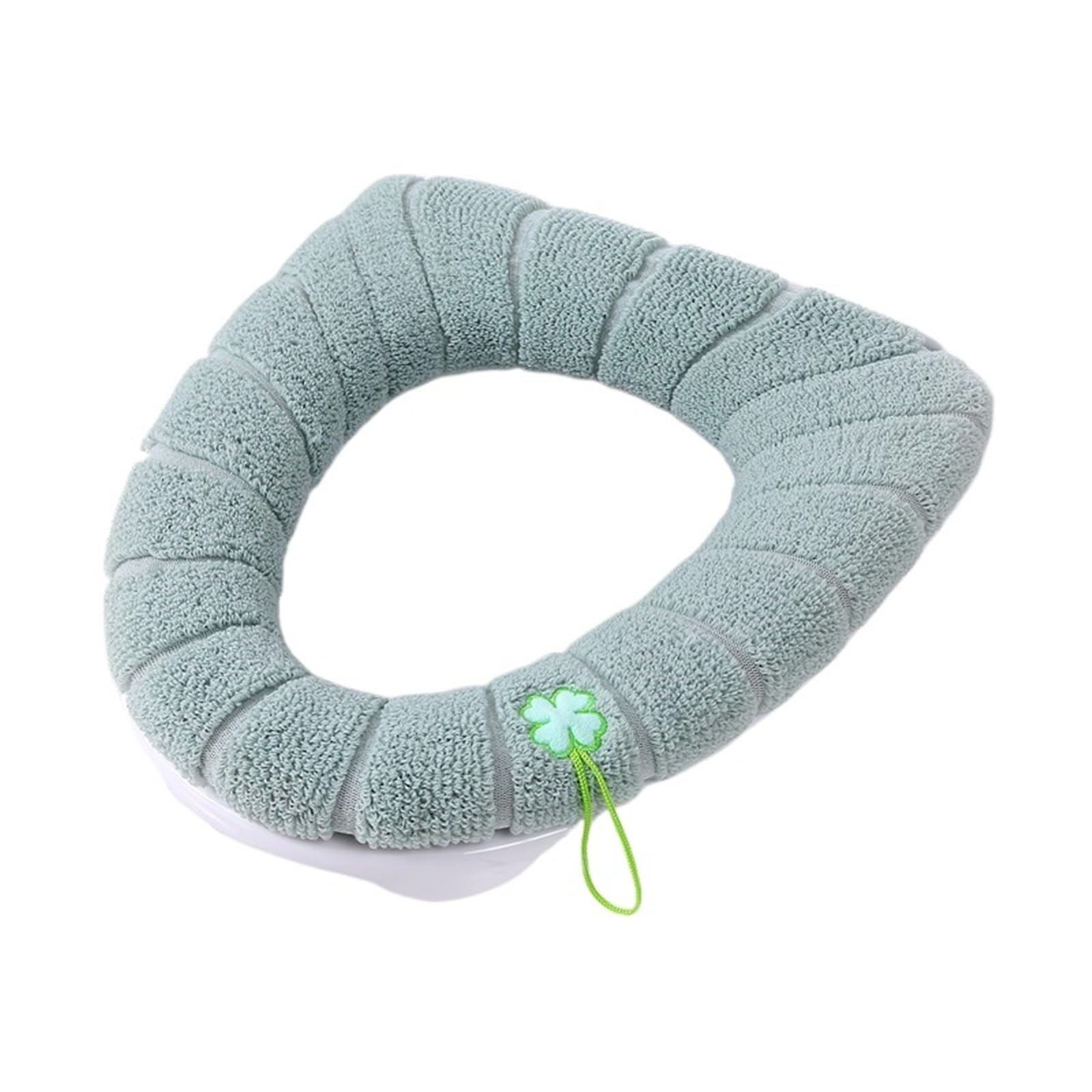PADGCNOR Soft Toilet Seat Cushion Universal Bathroom Toilet Seat Cushion, Soft Pad, Closestool Lid, Warm Mat, Washable, Comfortable, Skin-Friendly, Winter(Green With Handle)