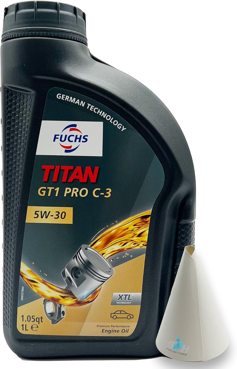 1 L Fuchs Titan GT1 Pro C-3 5W30 Suitable for VW 504 00 VW507 00 MB 229.51 BMW Longlife-04 Porsche C30 1 Litre Engine Oil with Funnel