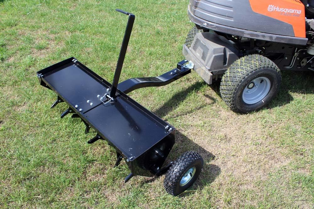 Wiltec Aerifizierer 90 cm Rasenlüfter 7,6 cm Arbeitstiefe Stahl Kupplung Rasentraktor