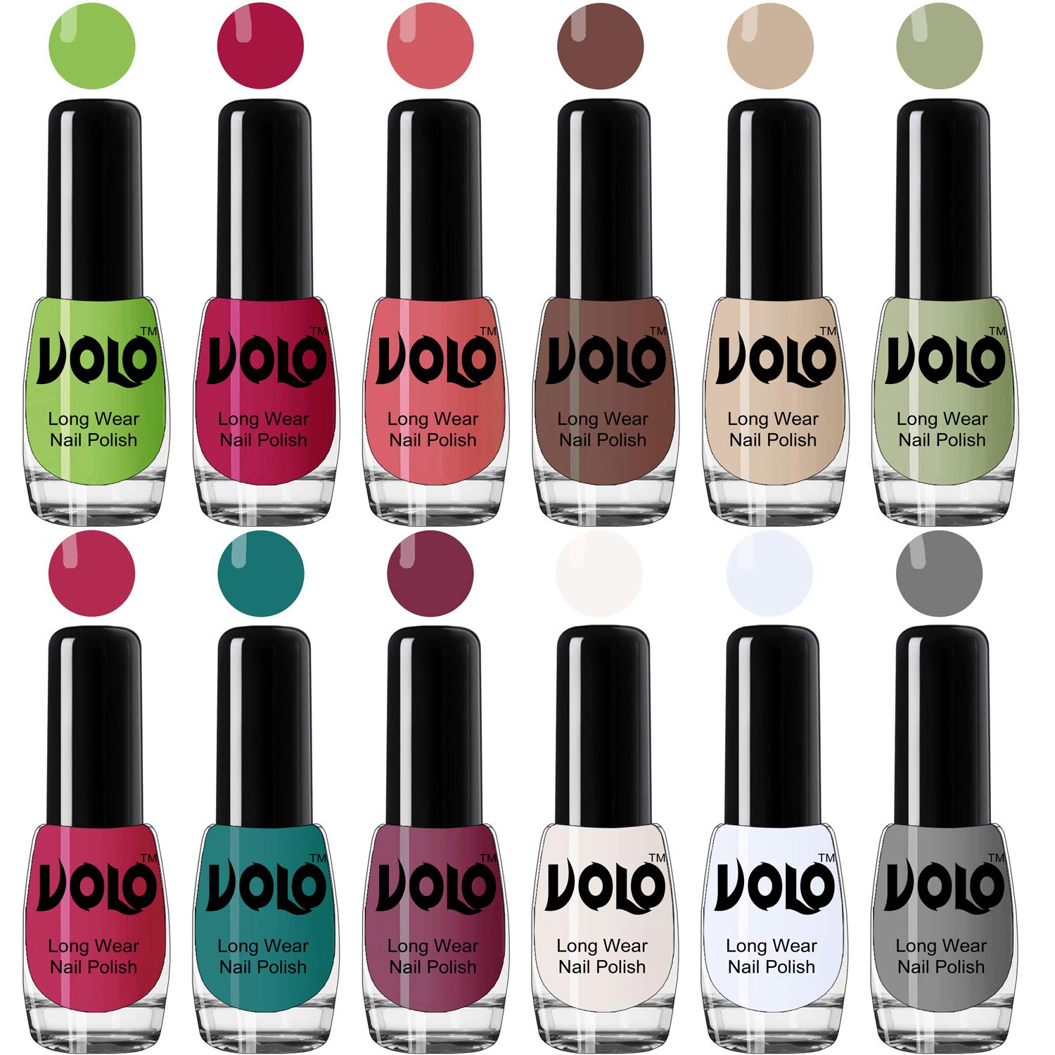 Volo Boss of Gloss Nail Polishes Set of 12 Pcs Infinite Collection(Green, Magenta, Peach, Nude, Nude, Mint, Pink, Green, Pink, White, Top Coat, Grey) 60 ML-image-29