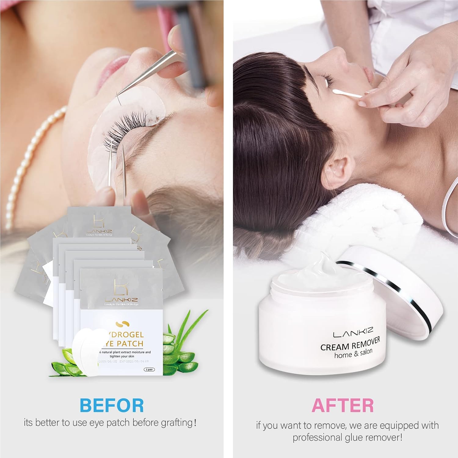 LANKIZ Eyelash Extension Kit Used on Real Human Clients, Lash Extension Kit with Eyelash Extensions, Glue, Remover and Lash Extension Supplies