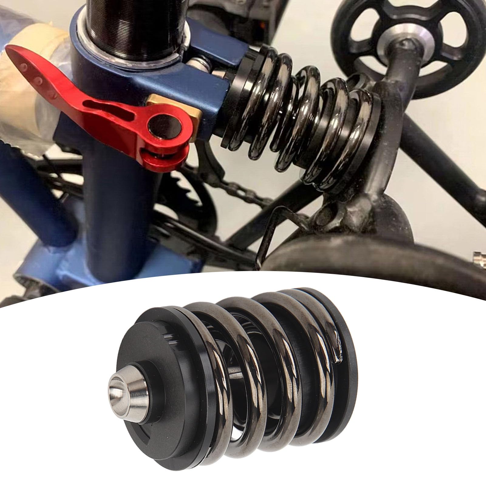 RiToEasysports Amortiguador Trasero de Bicicleta Plegable, Procesamiento de Plásticos de Ingeniería de Acero, Amortiguador de Resorte de Suspensión de Bicicleta para Brompton