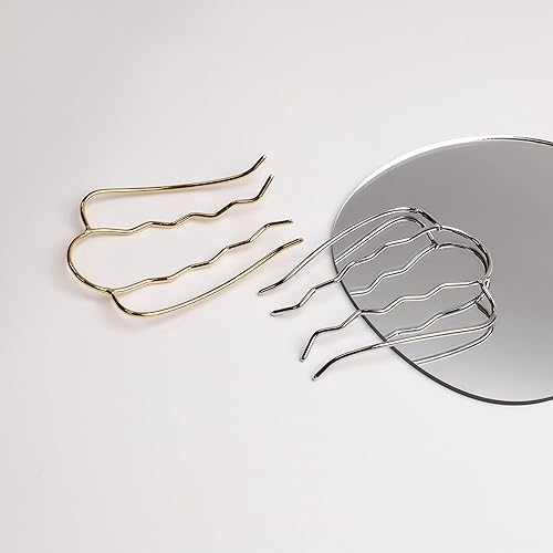 Miniatura 5 de MARI + SAM Soporte para moño de cabello ondulado con alambre para mujer, color plateado, talla única