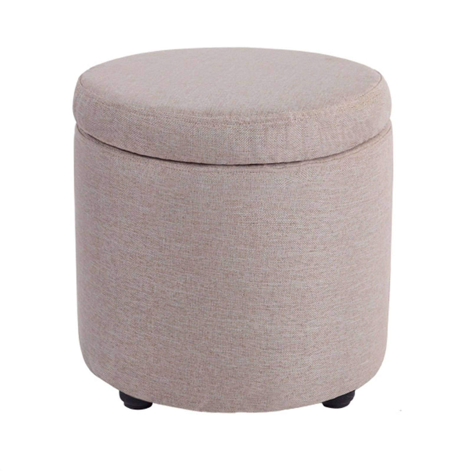 Poggiapiedi Contenitore rotondo in lino salvaspazio, poggiapiedi e poggiapiedi per camera da letto, soggiorno, corridoio, 32x32x32 cm (12x12x12 pollici) Elegante nizer e arredamento per la casa