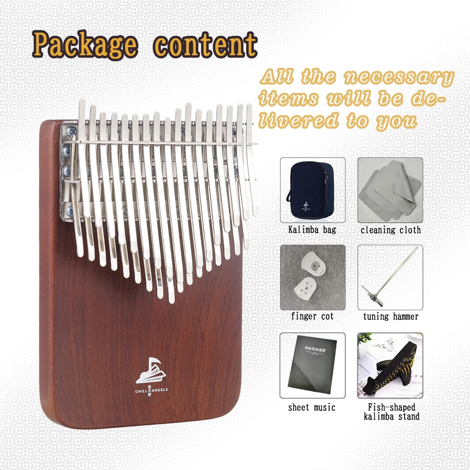 Chill Angels Kalimba Daumenklavier 34 Tasten C - Dur Musikinstrument, Fingerklavier Instrument Klaviergeschenk für Kinder und Erwachsene Anfänger