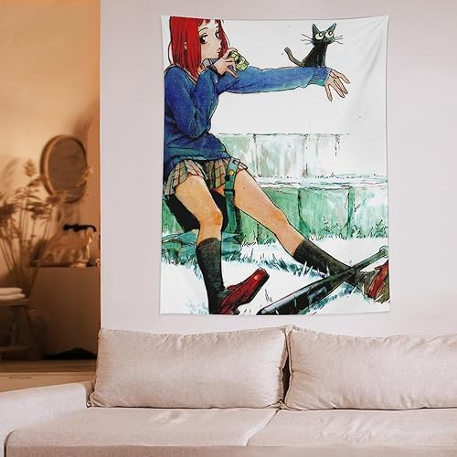 Miniatura 6 de LAHE FLCL - Tapiz de anime (44) impreso en tapiz de pergamino para pared, decoración familiar del hogar, dormitorio, tapices decorativos de 60 x 80