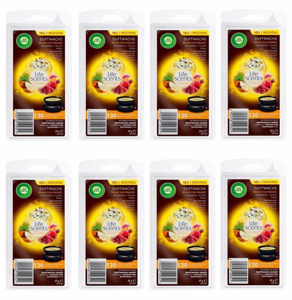 Air Wick Scented Wax Dreams in Paradise Value Pack Refill Air Freshener 552 g (8 x 69 g)