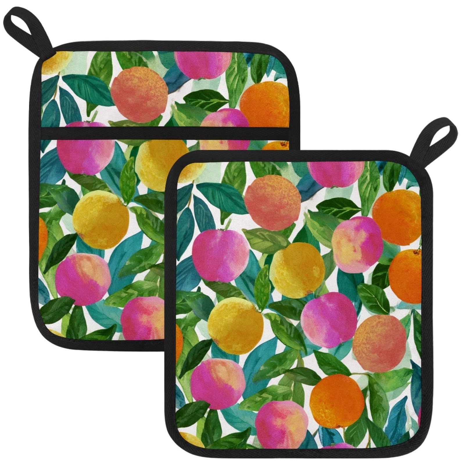VAPOKF Peach Kitchen Hot Pot Holder, Pot Holders Heat Resistant Pot Holder with Pocket Heat Resistant Trivets for Hot Pans Cotton Pot Mitts for Kitchen Cooking Baking