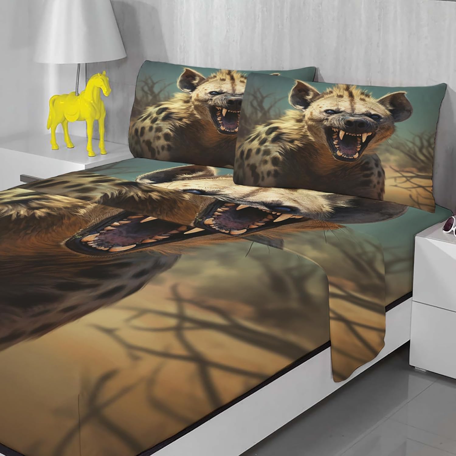 Queen Sheet Set, Rottweiler Bed Sheets, Dog Printed Bedding Sheets & Pillowcases - Deep Pocket & Soft Breathable Microfiber 1 Flat Sheet & 1 Fitted Sheet & 2 Pillow Cases