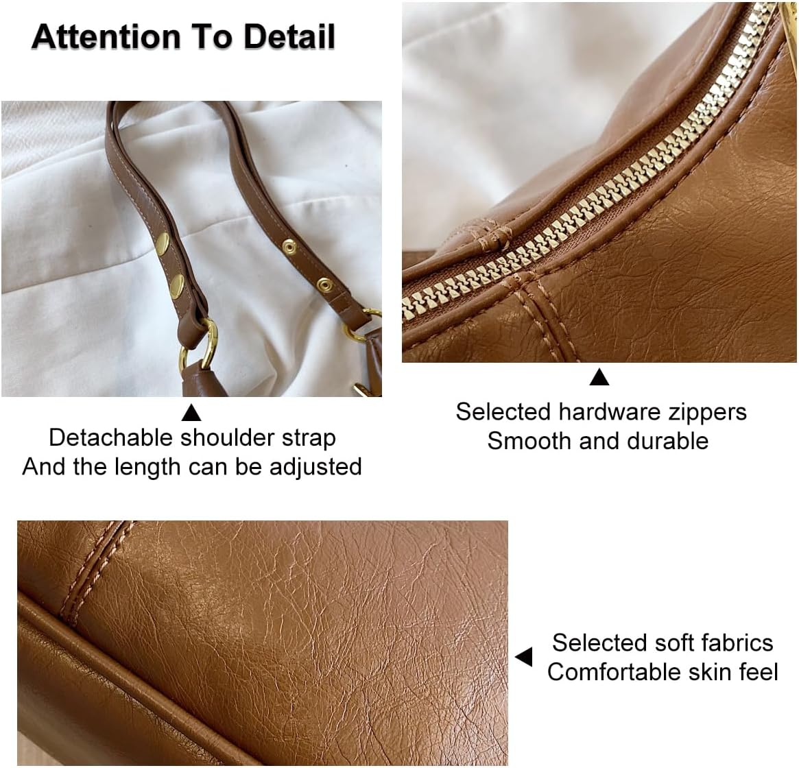 Hobo Bags for Women Small Shoulder Bag PU Leather Crescent Crossbody Underarm Handbags Tote Purse for Work Travel