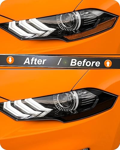 Miniatura 4 de NDRUSH Cubierta de vinilo para la cabeza de los faros delanteros, cubierta de revestimiento precortada compatible con Ford Mustang 2018-2021
