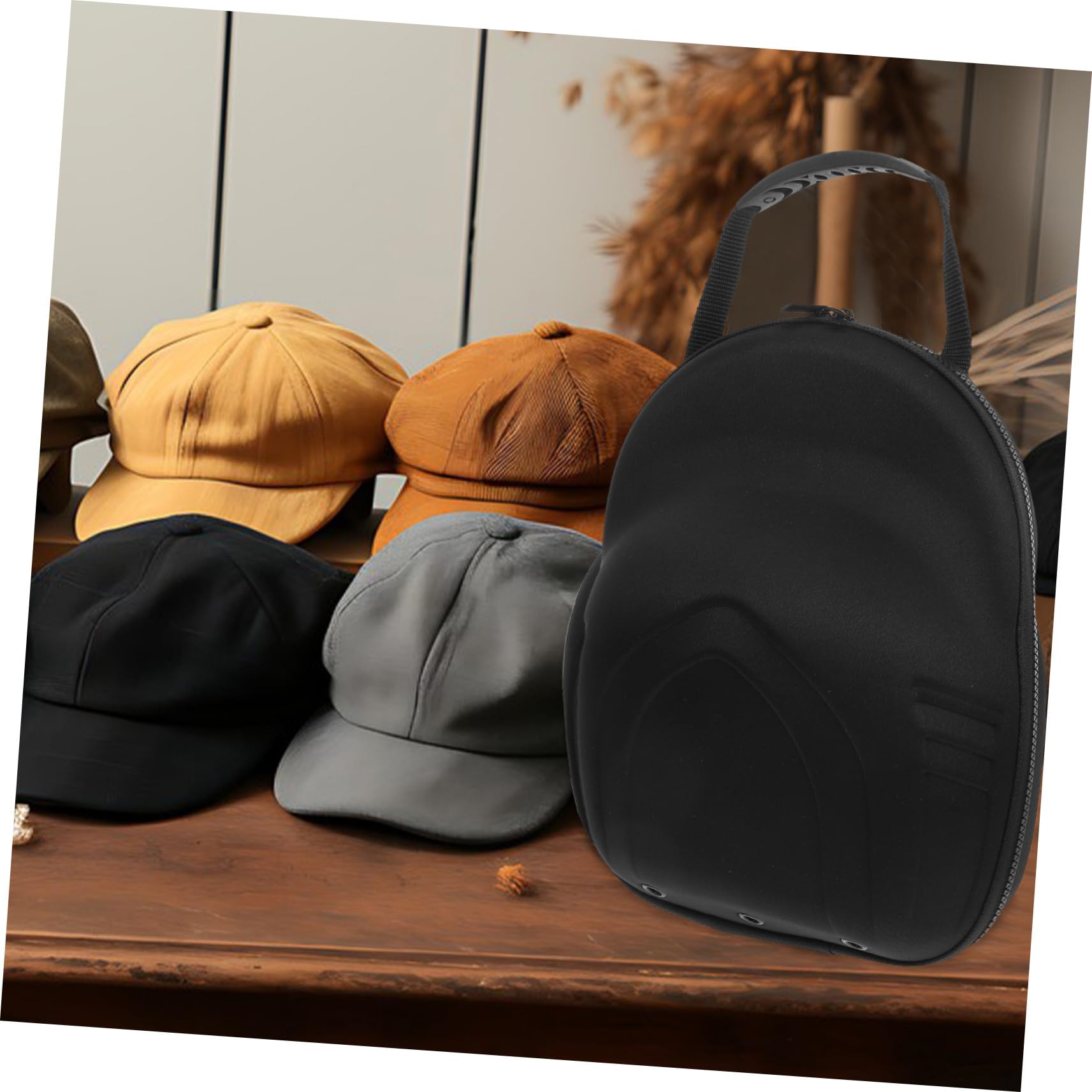 Garneck Estuche para Gorras de Béisbol de Viaje Eva Negro 30x23x10 Cm