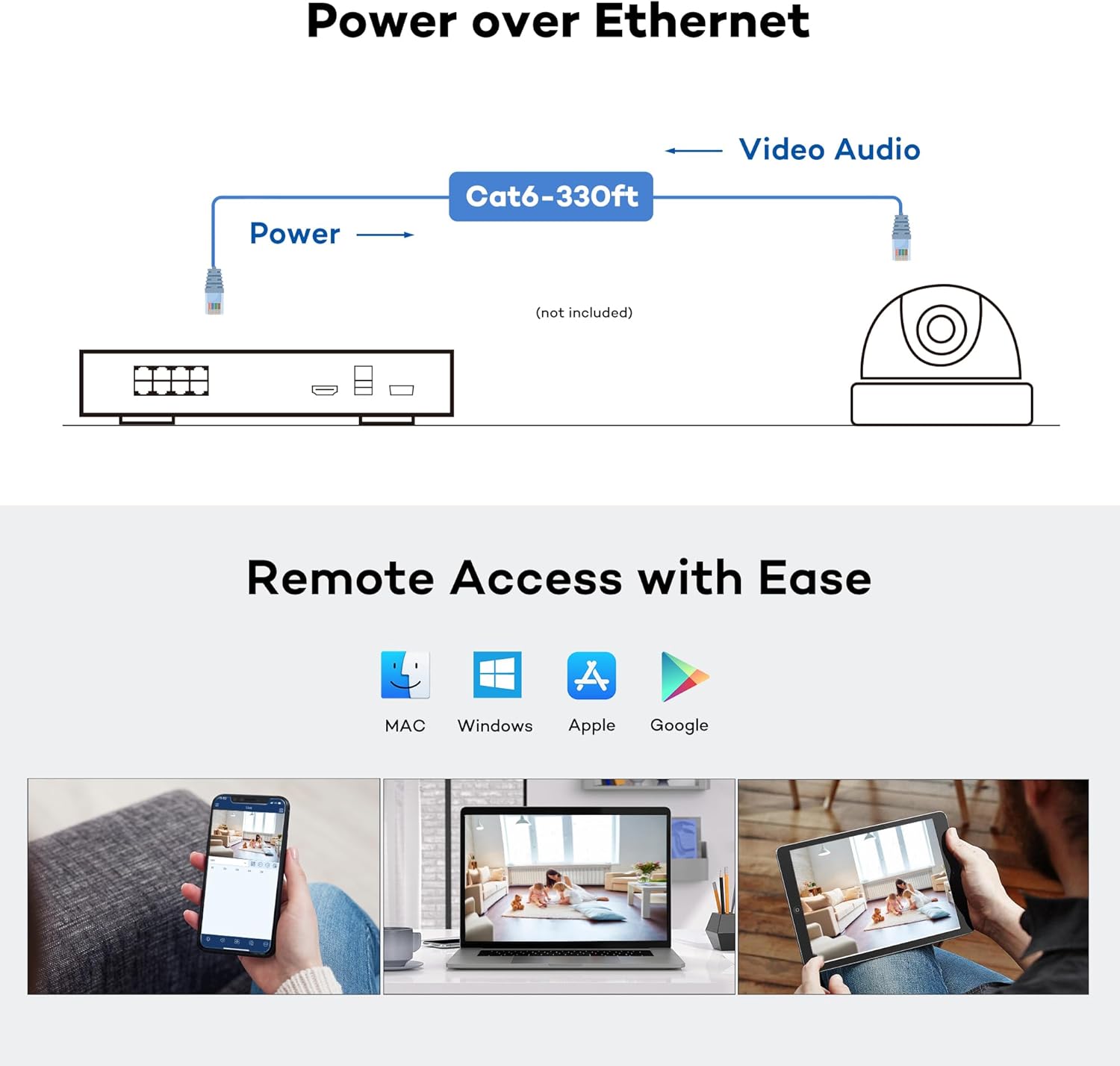 ONWOTE 8 Channel 6MP NVR (Built-in 8 PoE Ports), Motion Detection, 8CH Video Audio Recorder, Only Work with ONWOTE 6MP/ 5MP/4MP PoE IP Cameras, 8-CH Synchro Playback (No Hard Drive Included)