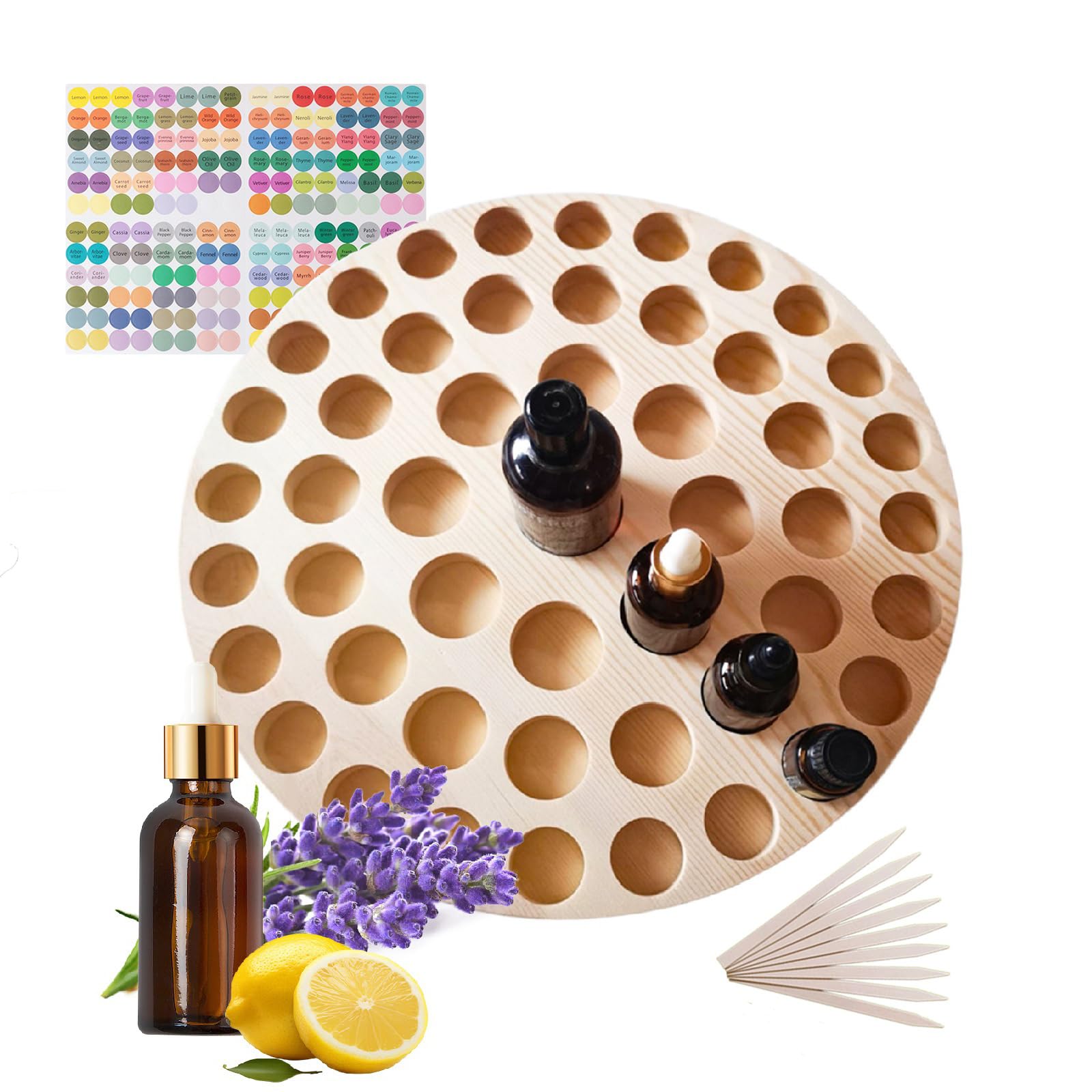 Organizador de aceites esenciales de madera VolksRose con 49 compartimentos de 34.9 cm