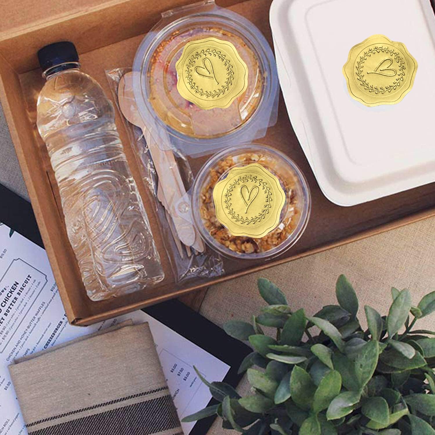 DJDZ 250pcs Gold Embossed Heart Envelope Seals Stickers for Wedding Invitations,Party Favors,Greeting Cards,Gift Packaging .etc ( Gold , Self-Adhesive) : Office Products