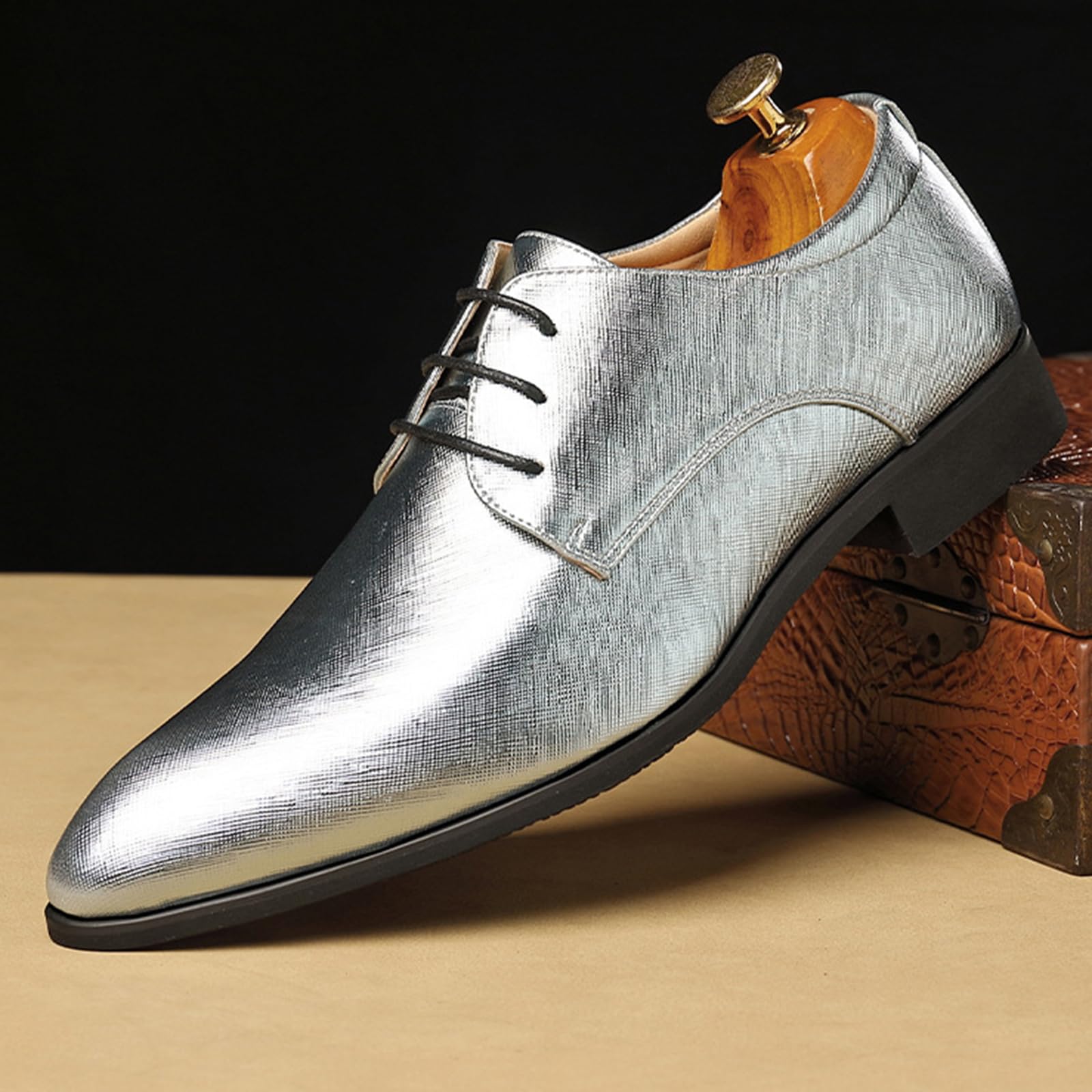 Scarpe Derby da uomo scarpe formali da uomo classiche scarpe stringate da uomo, Argento, 39 1/3 EU