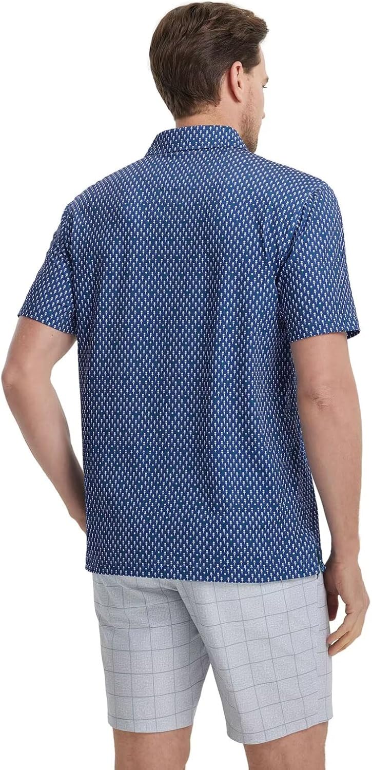 M MAELREG Mens Golf Shirt Short Sleeve Dry Fit Print Moisture Wicking Performance Patterns Collared Polo Shirt - Image 4